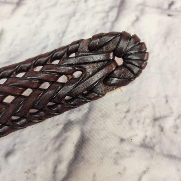 Vintage Fossil Braided Leather Belt Sz 44 Brown With Silver Tone Buckle Mint - Picture 11 of 13